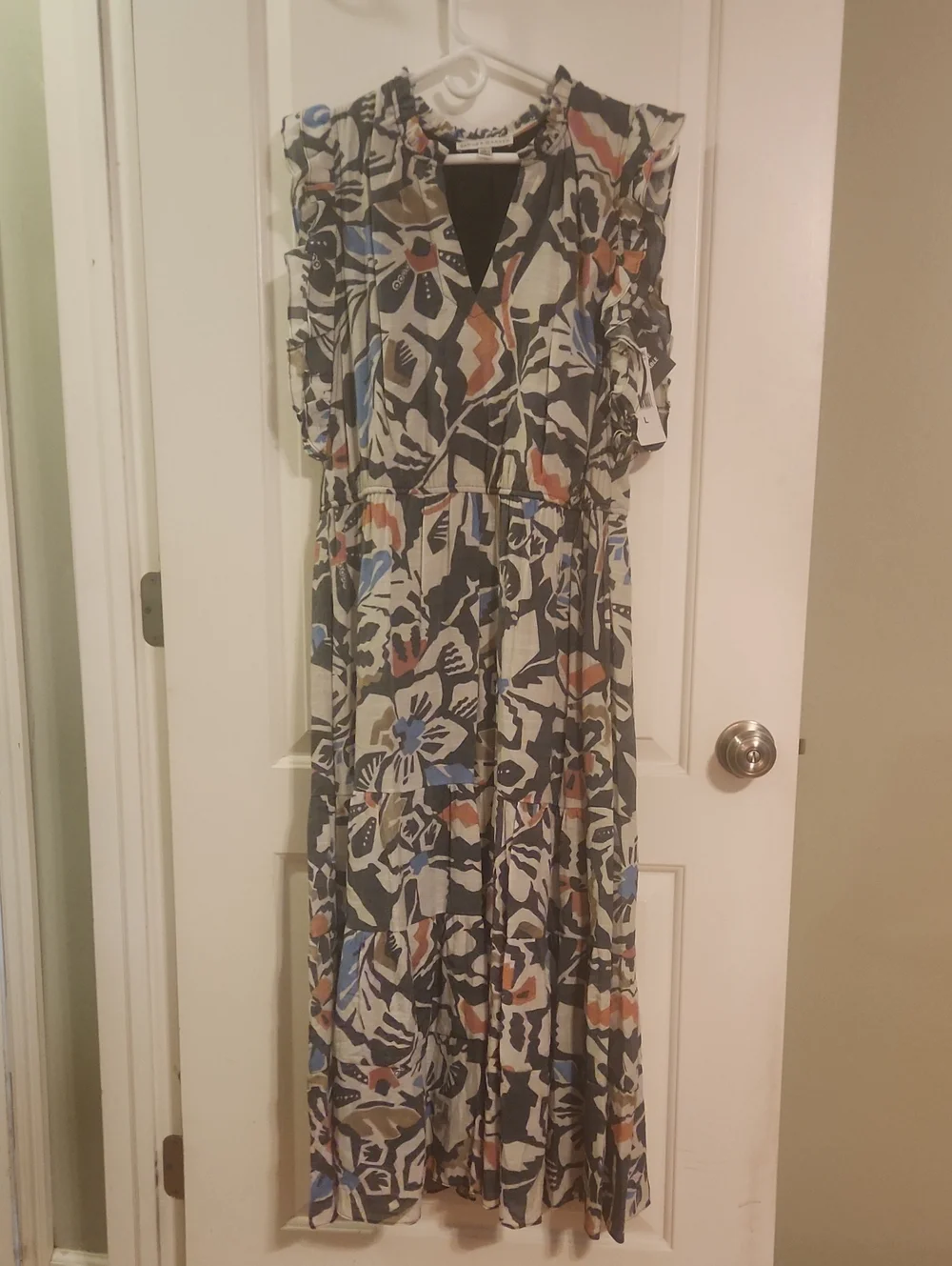 Floral Print V-Neck Maxi Dress in Multi